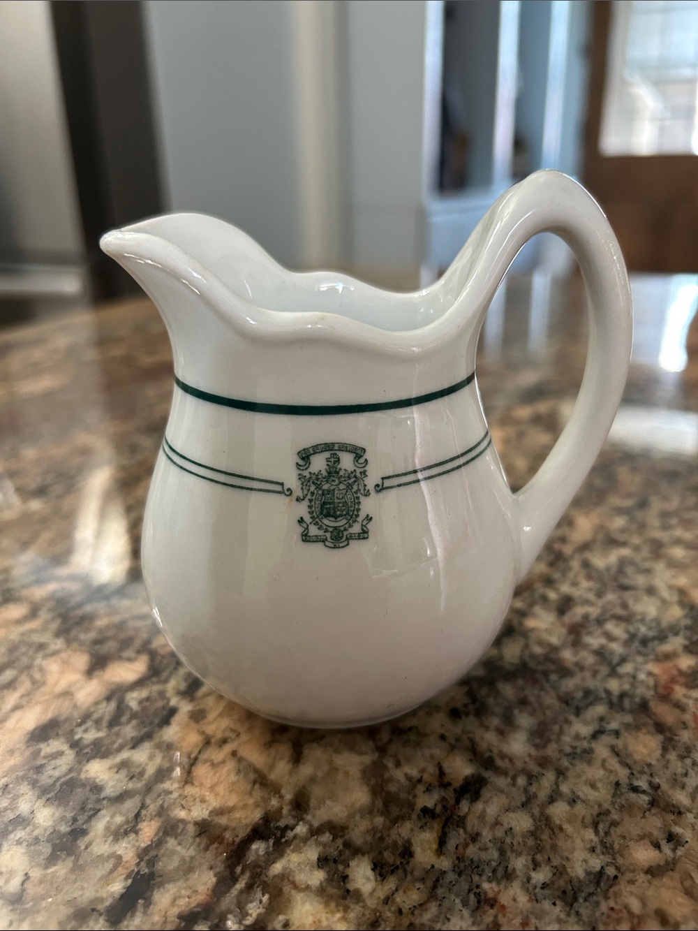 Jackson Vintage White Ceramic Creamer with Green Trim